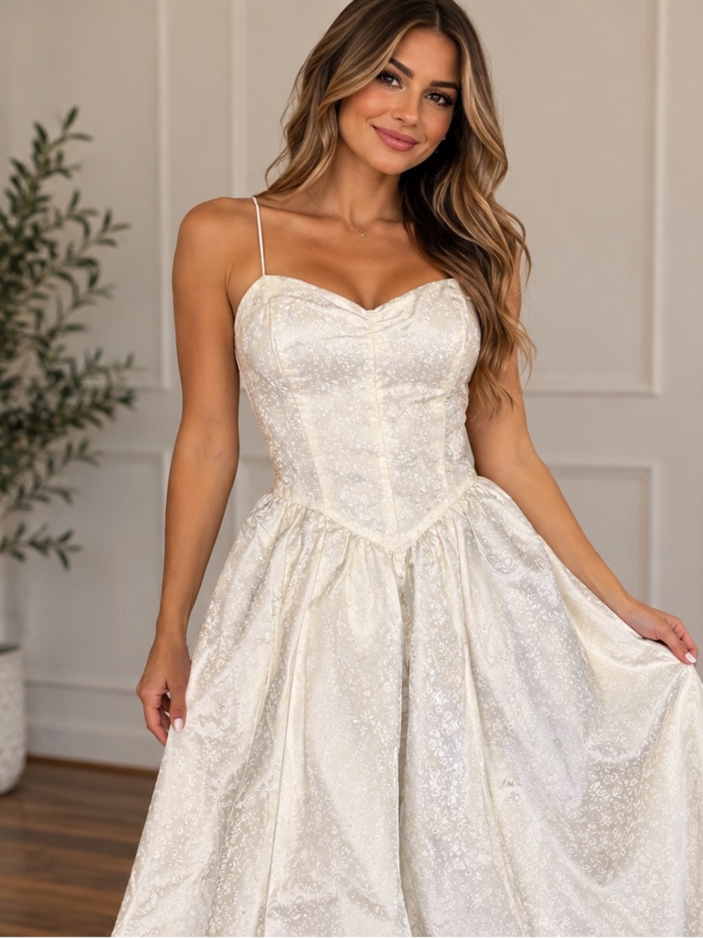 Vintage SATIN IVORY DRESS